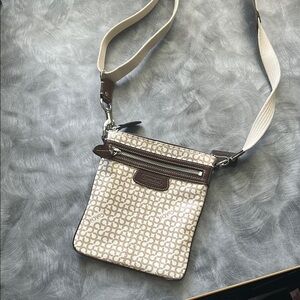 Coach- Signature Cream and Brown Crossbody Bag